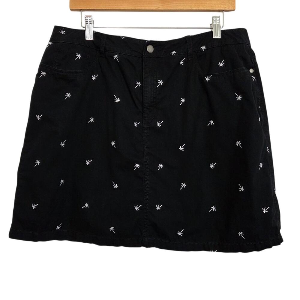 Croft & Barrow Ditsy Palm Tree Embroidered Skort Pockets Preppy Stretch Sz 14